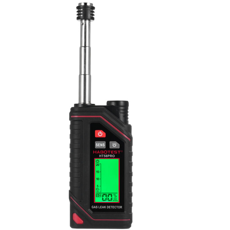 Détecteur rechargeable de gaz naturel HT58PRO, détecteur de fuite avec sonde extensible de 11,5 pouces, détecteur de fuite propane %lel, lampe torche