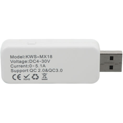 Détecteur USB avec Écran LCD, Contrôle d'Arrêt et Mesure de Puissance - Blanc