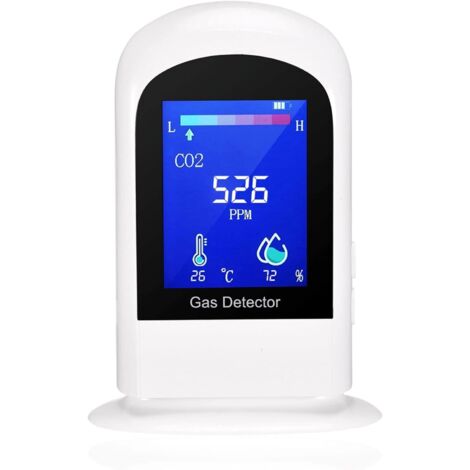 Détecteurs de CO2 pour la qualité de l'air Détecteur de dioxyde de Carbone avec capteur NDIR, Plage de Mesure de 400 à 5000 ppm, température et humidité, Batterie Rechargeable.