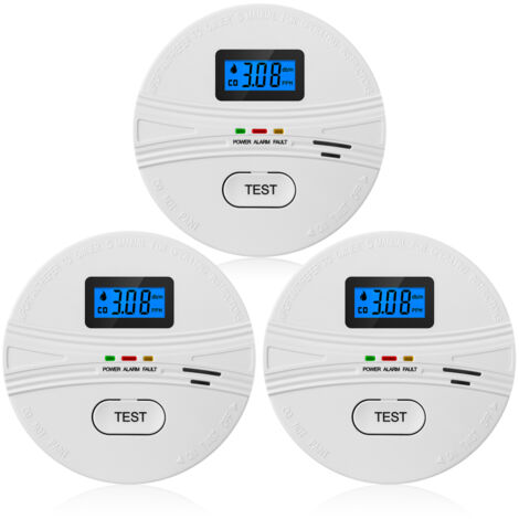 Détecteurs de fumée et de monoxyde de carbone, 3 packs, 2 en 1 alimentés par batterie, avertissement sonore