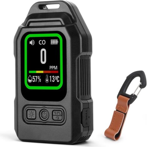 Détecteurs de monoxyde de carbone portables pour les voyages, détecteur de CO 3 en 1 avec dos magnétique, autonomie de 300 heures, détecteur de CO rechargeable avec alarme sonore et visuelle de tempér