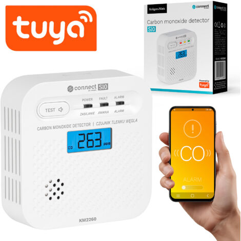 Detector de alarma con sensor de monóxido de carbono Kruger&Matz ConnectS10