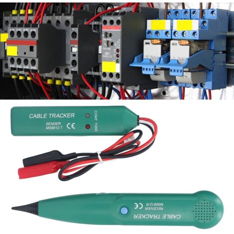 Detector de cable inalámbrico XT-450 – Transmisor y receptor de PP robusto de 10 x 7 x 5 cm – Negro – 1 unidad con estuche incluido