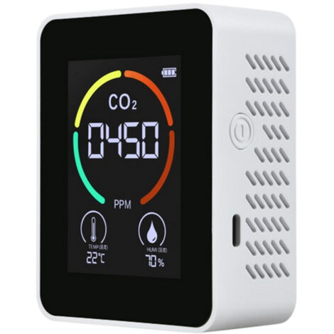 Detector de CO2 con pantalla LCD retroiluminada, sensores de COVT, analizador inteligente de calidad del aire interior con visualización de temperatura y humedad.