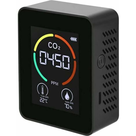 Detector de CO2 en el aire, detector de dióxido de carbono, producción agrícola, invernadero, monitor de CO2, negro,