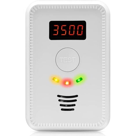 Detector de fugas de gas, detector de gas natural y detector de monóxido de carbono, enchufable para cocina, para enchufe europeo de GNL/CO2.