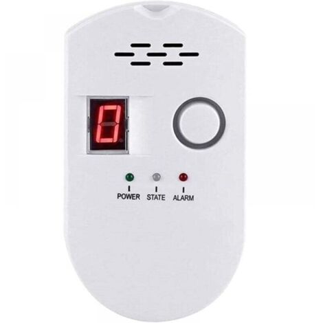 Detector de gas, detector de fugas de gas licuado de petróleo (GLP), gas natural y gas de carbón, monitor con sensor enchufable con alarma audible y pantalla digital LED, combustible metano y propano.
