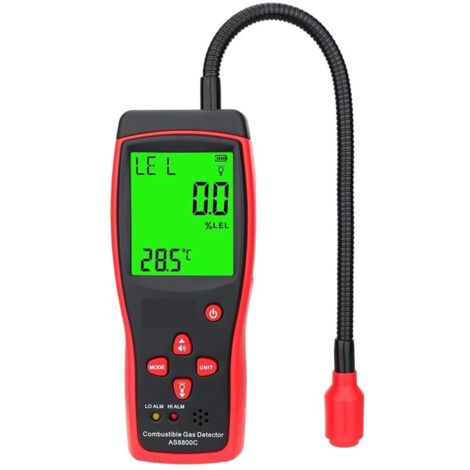 Detector de gas, detector de fugas de gas portátil 0-10000 PPM Alarma sonora y luminosa Detector de gas metano Combustible natural Inflamable