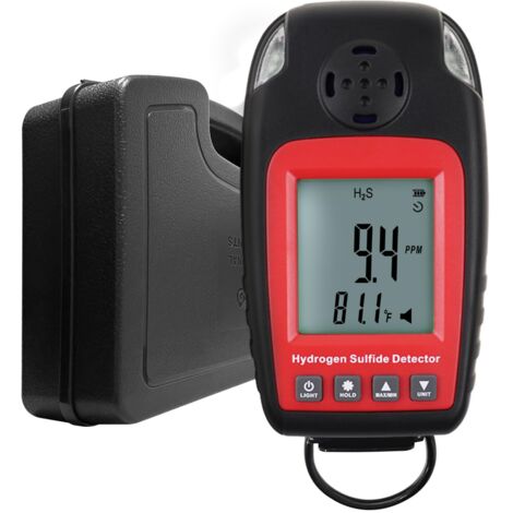Detector de gas H2S portátil con alarma sonora y luminosa, monitor de gas H2S para seguridad y monitoreo ambiental.