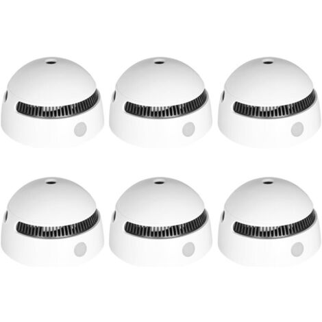 Detector de humo a pilas con una vida útil de 10 años, alarma contra incendios de 85 dB con sensor fotoeléctrico (70 % menos de falsas alarmas), fácil instalación (adhesivo/tornillos), paquete de 6 un