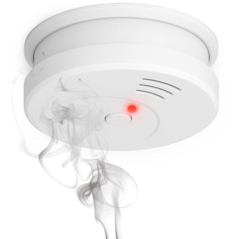 

Detector de humo con batería 9V y volumen de alarma de 85dB, sin cable, DIN EN 14604