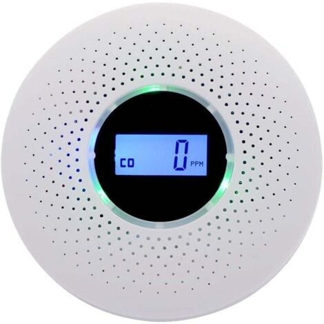 COOCHEER Detector de humo, detector combinado de humo y monóxido de carbono, alarma compuesta con aviso sonoro y pantalla digital alimentada por batería