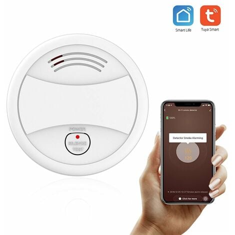 Detector de humo Wifi Sensor de alarma de incendio inteligente Sistema de seguridad inalámbrico Smart Life Tuya APP Control Hogar inteligente para el hogar Cocina / Tienda / Hotel / Fábrica