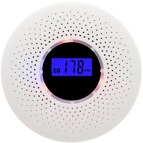 Detector de humo y monóxido de carbono combinado con pantalla digital y alarma de luz y sonido, detector de humo 2 en 1 con funcionamiento a batería para el hogar, viajes o vehículos recreativos