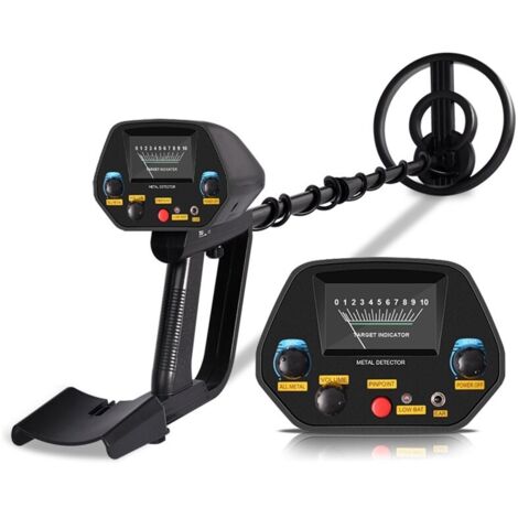 Detector de metales, detector de metales subterráneo de alta sensibilidad MD-4080, con bobina de búsqueda impermeable de 7,8 pulgadas, función de localización de metales y modo de disco luminoso (negr