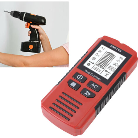 Detector de metales multifuncional, detector de pared manual de alta sensibilidad con posicionamiento preciso, escáner de metal rojo