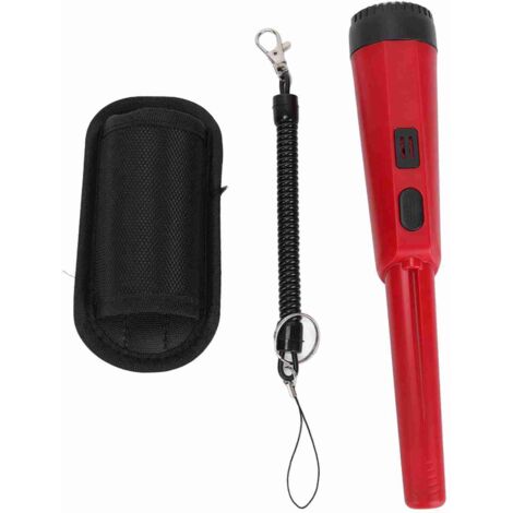 Detector de metales portátil rojo para niños, 23,5 cm, modelo ProScan con alarma acústica/vibratoria y linterna, resistente al agua – juego completo con cinturón y manual de instrucciones.