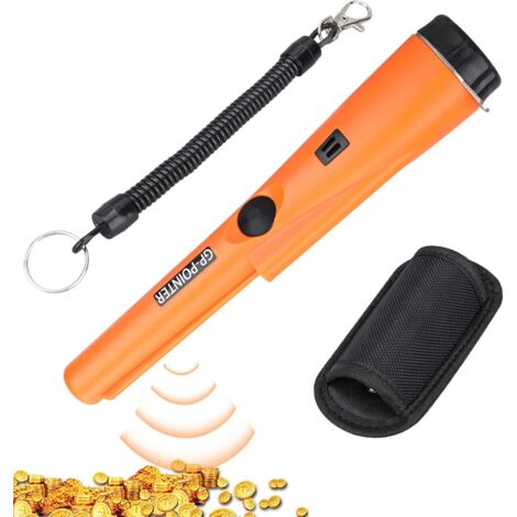 Detector de metales, resistente al agua IP66, escaneo de 360°, detector de metales portátil, adecuado para la búsqueda de tesoros al aire libre, color naranja.
