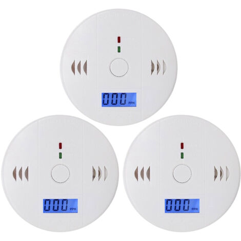 Detector de monóxido de carbono - Alarma sonora y visual / Alarma de batería baja - Pilas no incluidas
