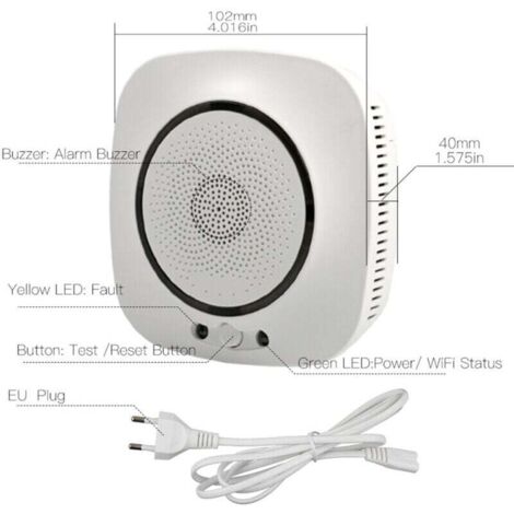 Detector de monóxido de carbono con wifi, detector de humo con wifi, sistema de alarma de seguridad de 75 dB, aviso sonoro, notificaciones push de la aplicación, SmartLife, control remoto de la aplica