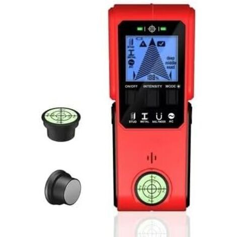 Detector de montantes de pared, escáner multifuncional 5 en 1 con chip microprocesador y pantalla LCD HD para la detección del centro y el borde de madera, cables de CA, metal y montantes.