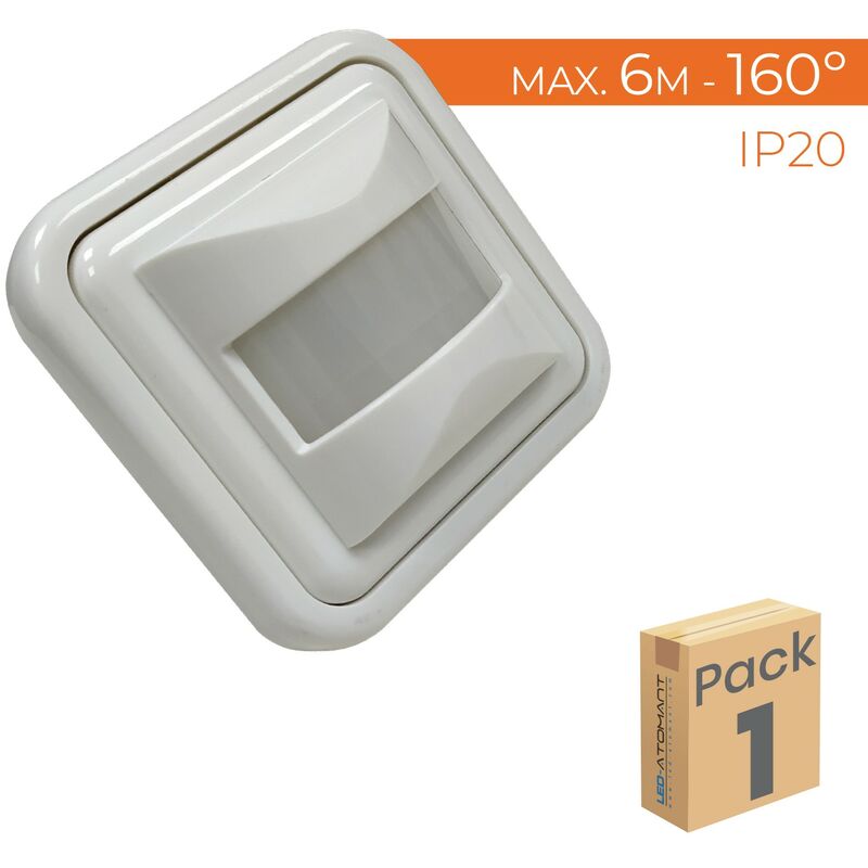 

Detector de Movimiento de Pared Empotrable 160º Compatible LED | Pack 1 Ud. - Pack 1 Ud.