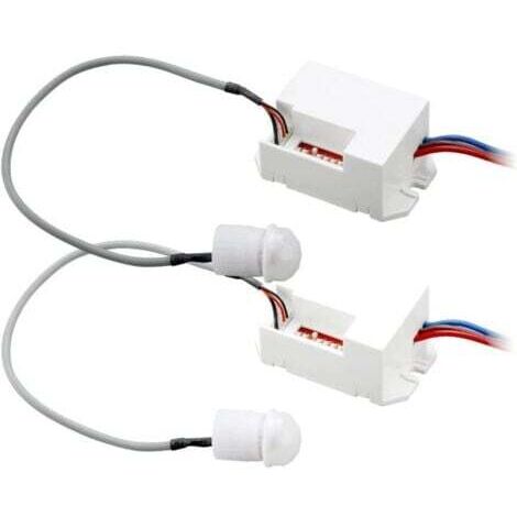 Detector de movimiento infrarrojo de 2 piezas, blanco, para empotrar en techo. Mini detector de movimiento infrarrojo. Distancia de detección de 3 a 6 m en campo abierto. Ángulo de 360°.