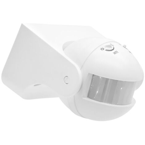 Detector de movimiento infrarrojo IP44 para uso en exteriores: interruptor de luz automático de bajo consumo con ángulo de detección de 180° y alcance de 12 m.