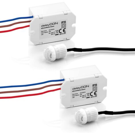 Detector de movimiento infrarrojo mini 2X - Interior, alcance de 6 m a 360°, diseño compacto, casi invisible, IP44, montaje empotrado, color blanco