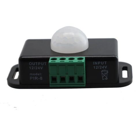 Detector de movimiento infrarrojo PIR de ajuste automático para iluminación LED, 12-24 V CC, 6 A