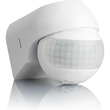 Detector de movimiento para exterior IP44, montaje en superficie, programable, sensor infrarrojo, alcance 12 m/180°, LED adecuado, ajustable, máx. 800 W/400 W