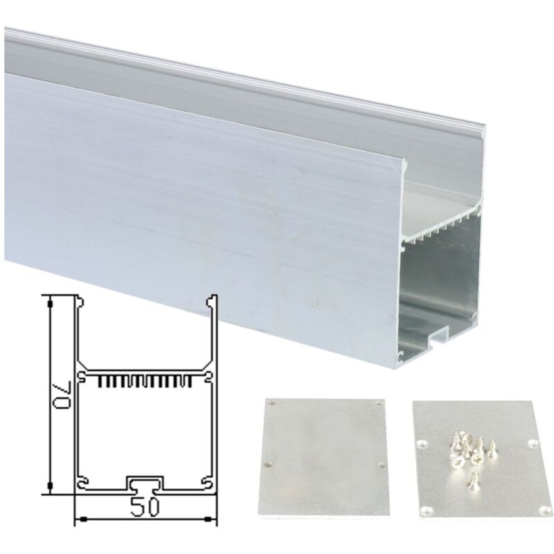 

Perfil Aluminio Tira led 2 Metros lampara Colgante 50 * 70mm con Tapa - Jandei