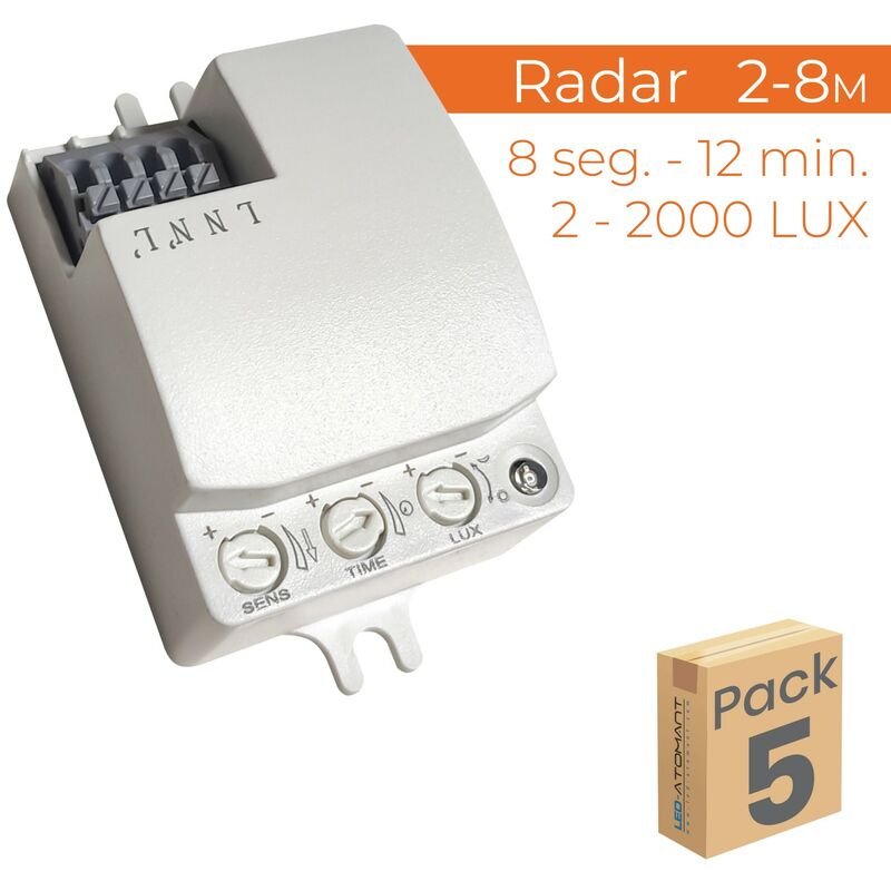 

Led Atomant Sl - Detector de Movimiento por Radar 360º Especial Plafones | Pack 5 Uds. - Pack 5 Uds.