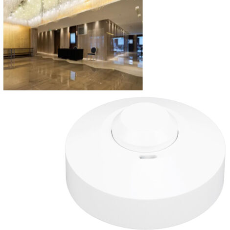 Detector de movimiento por radar de 5,8 GHz para montaje en techo – 360° – 220–240 V, 1200 W, ABS, 95 x 42 mm
