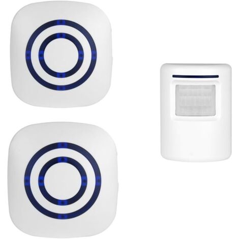 Detector de movimiento, sistema de seguridad inalámbrico remoto para entrada de vehículos, timbre eléctrico con 1 detector de movimiento y 2 contestadores, 38 tonos de llamada, indicador LED.