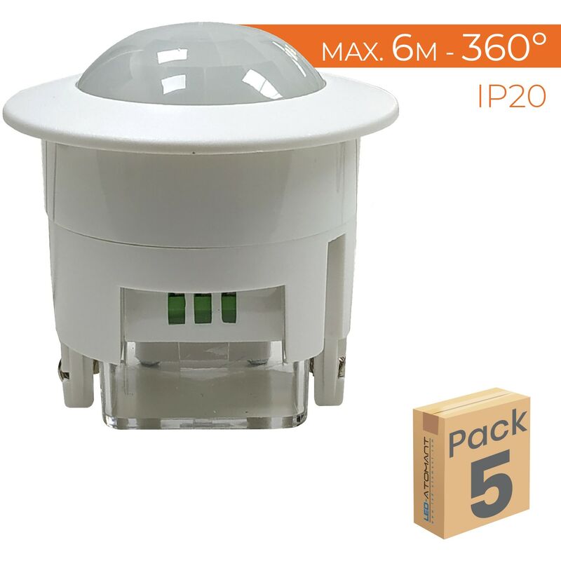 

Detector de Movimiento Techo Empotrable 360º Compatible LED | Pack 5 Uds. - Pack 5 Uds.