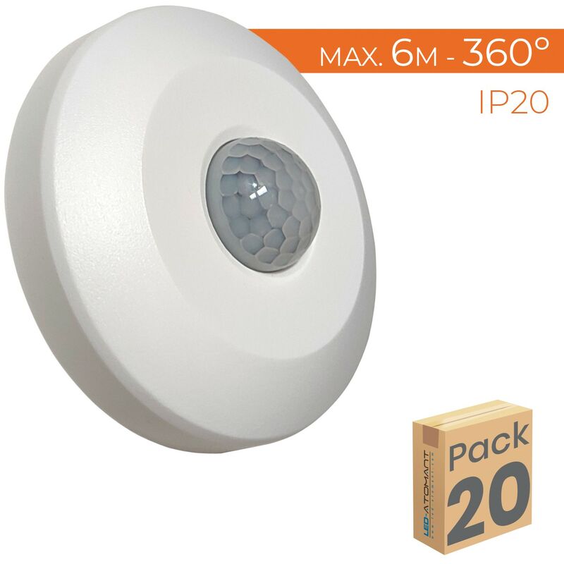 

Led Atomant Sl - Detector de Movimiento Techo Superficie 360º Compatible LED | Pack 20 Uds. - Pack 20 Uds.