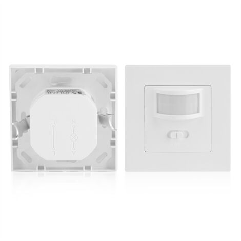 [Detector de movimiento] WALKEN [LX-3C] Interruptor infrarrojo PIR empotrable para apliques y bombillas, 110–240 V CA, PVC, alcance de detección de 9 m, retardo ajustable de 10 s a 9 min.