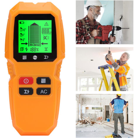 Detector de pared 5 en 1 con pantalla LCD: escáner para madera, metal y cables, con una precisión de ±1 mm.