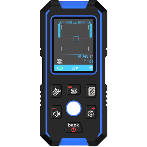 Detector de pared multifunción NF-518  Pantalla LCD a color de 2,4"  Detecta metal, madera y cables eléctricos  Medición de profundidad con anuncio por voz  Modos ajustables