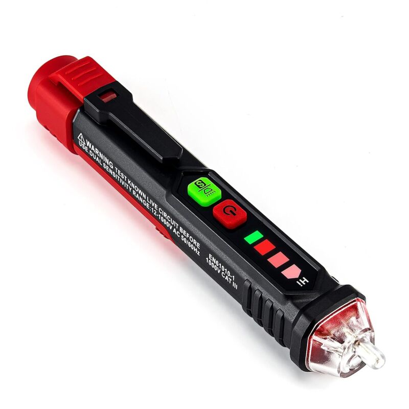 Detector de tensión sin contacto, comprobador de tensión con sensibilidad ajustable, comprobador eléctrico, comprobador de fase sin contacto VT200