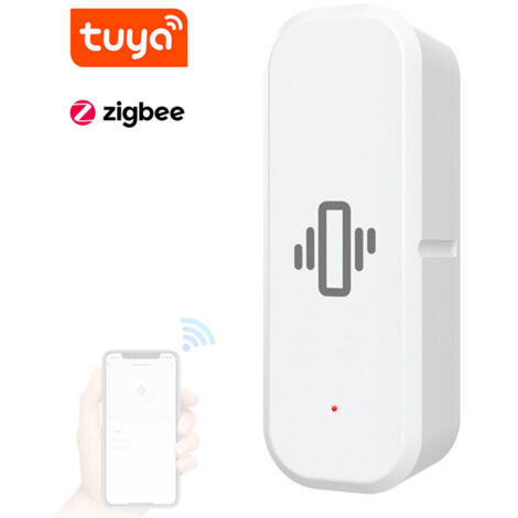 Detector de vibraciones inteligente Tuya ZigBee  Alarma de movimiento en tiempo real  Control mediante aplicación  Batería baja y desconexión  Seguridad del hogar y detección de intrusiones