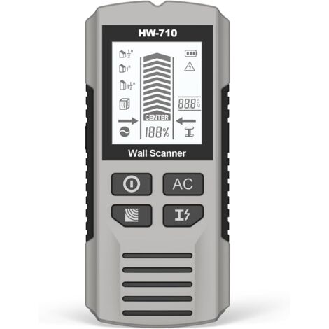 Detector de vigas y escáner de pared 5 en 1 con chip mejorado FOGZUVR: Detecta madera, metal, cables de CA y tuberías. Pantalla LCD y alarma sonora para precisión en bordes y centros. Color plata ciel