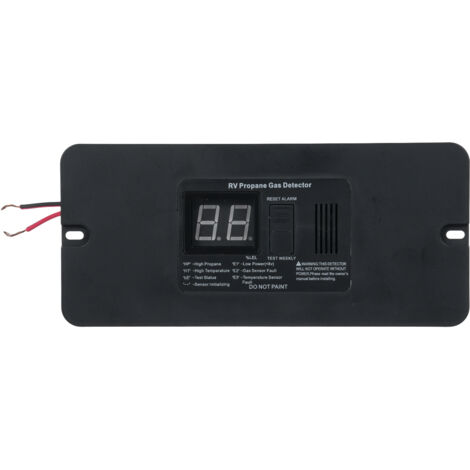 Detector digital de gas propano para autocaravanas con una potente alarma de 85 dB, alarma de gas de 12 V CC para caravanas y autocaravanas (negro, tamaño grande).