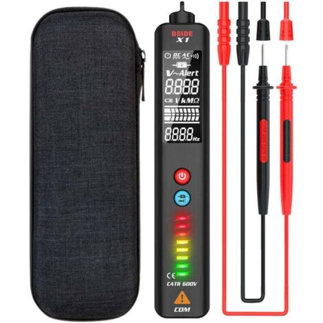 Detector inteligente de modo dual X1 Detector de voltaje de CA sin contacto Multímetro NCV Lápiz de prueba eléctrica Bolígrafo de prueba portátil con alarma de sonido y luz y linterna LED, El