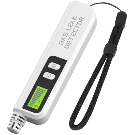 Detector portátil de fugas de gas combustible QTX-1, herramienta de monitoreo portátil, rango de detección de 50 a 1000 ppm, alerta sonora, compatible con gas natural y GLP, color blanco.