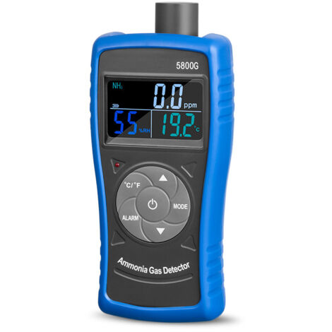 Detector portátil de gas amoníaco, monitor de gas NH3 recargable por USB 5800G con alarma sonora y visual, 0-100 ppm con resolución de 0,1 ppm para granjas, cerdos y ganado.