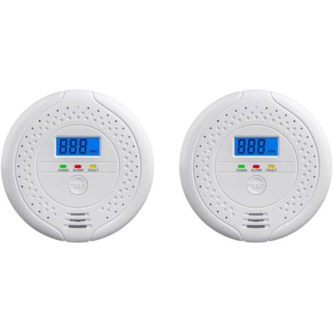 detectores de monóxido de carbono, alarma, pantalla LCD, inalámbricos, blancos, 10,5 x 10,5 x 3,3 cm