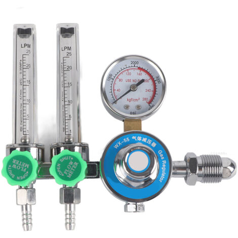 Détendeur Argon Double Tube WX-55X-2L avec Débitmètre et Réducteur de Pression CGA540 Métrique