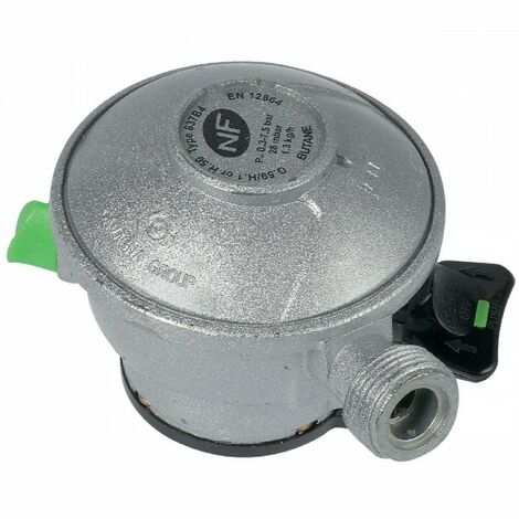 Détendeur gaz Quick-On Butane 27 mm – Pression 28 mbars – Sécurité thermique intégrée – Compatible VISEO et CUBE – Addax